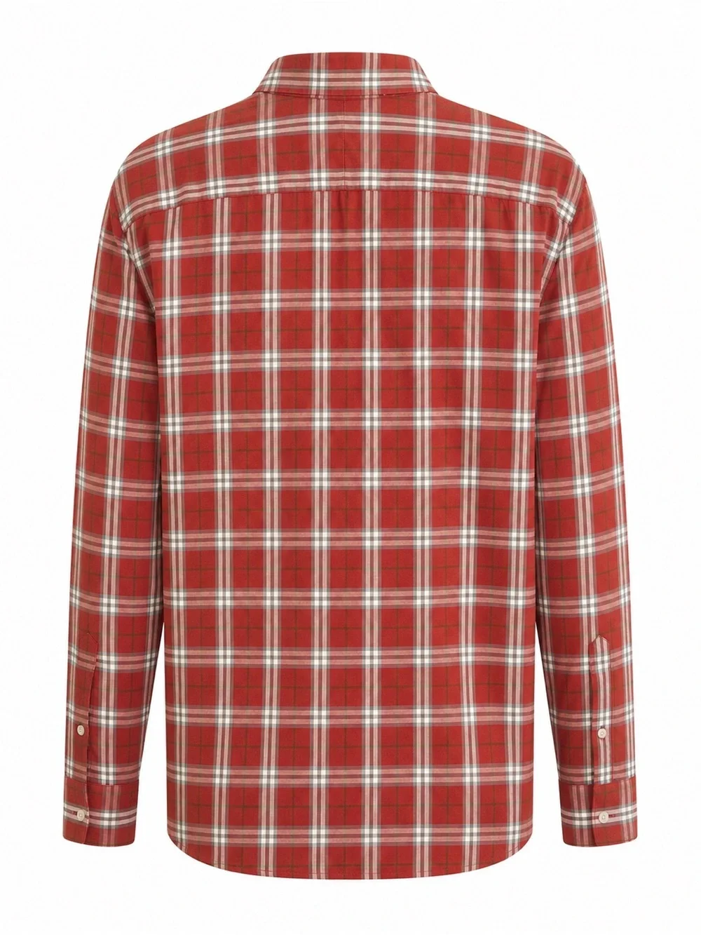 Burberry Red and White Plaid Button-Down Shirt